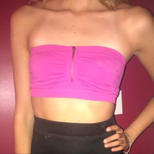 Hot pink bandeaus with zipper